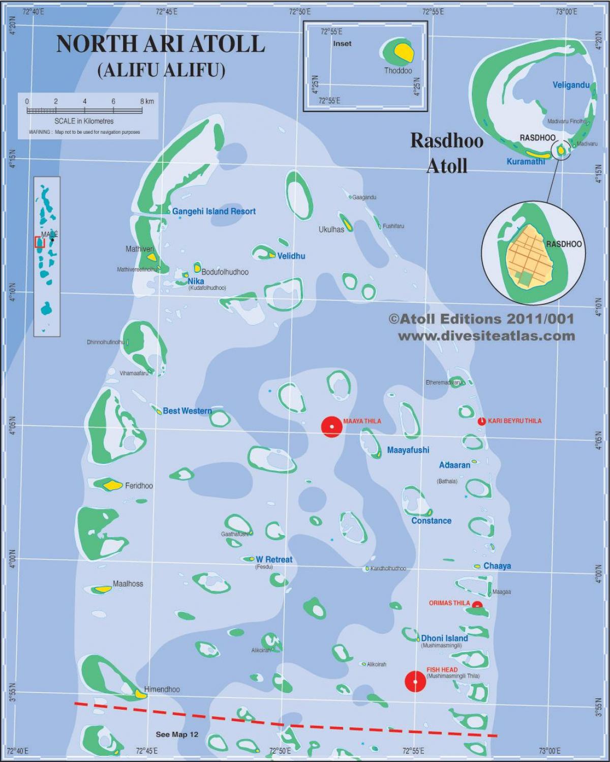 Karte von ari-atoll, Malediven