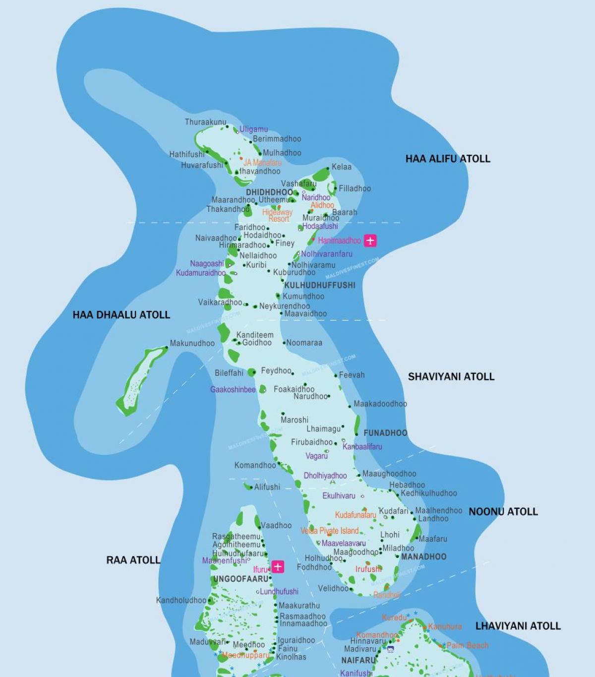 Malediven resorts Landkarte