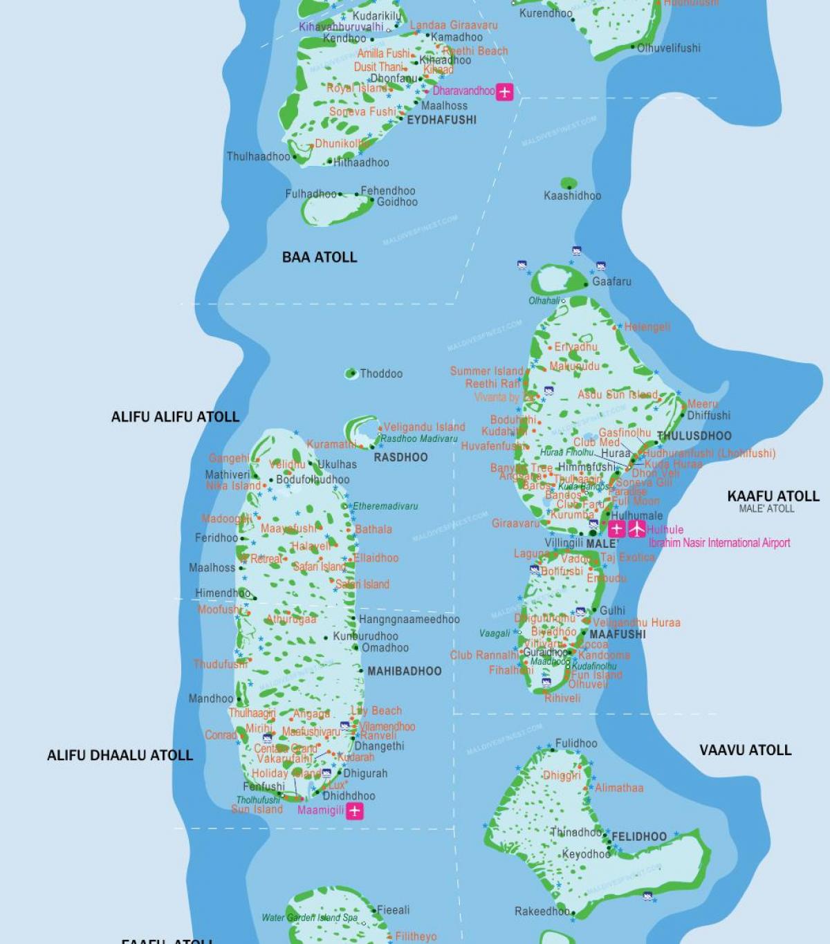 Malediven Flughäfen Karte anzeigen