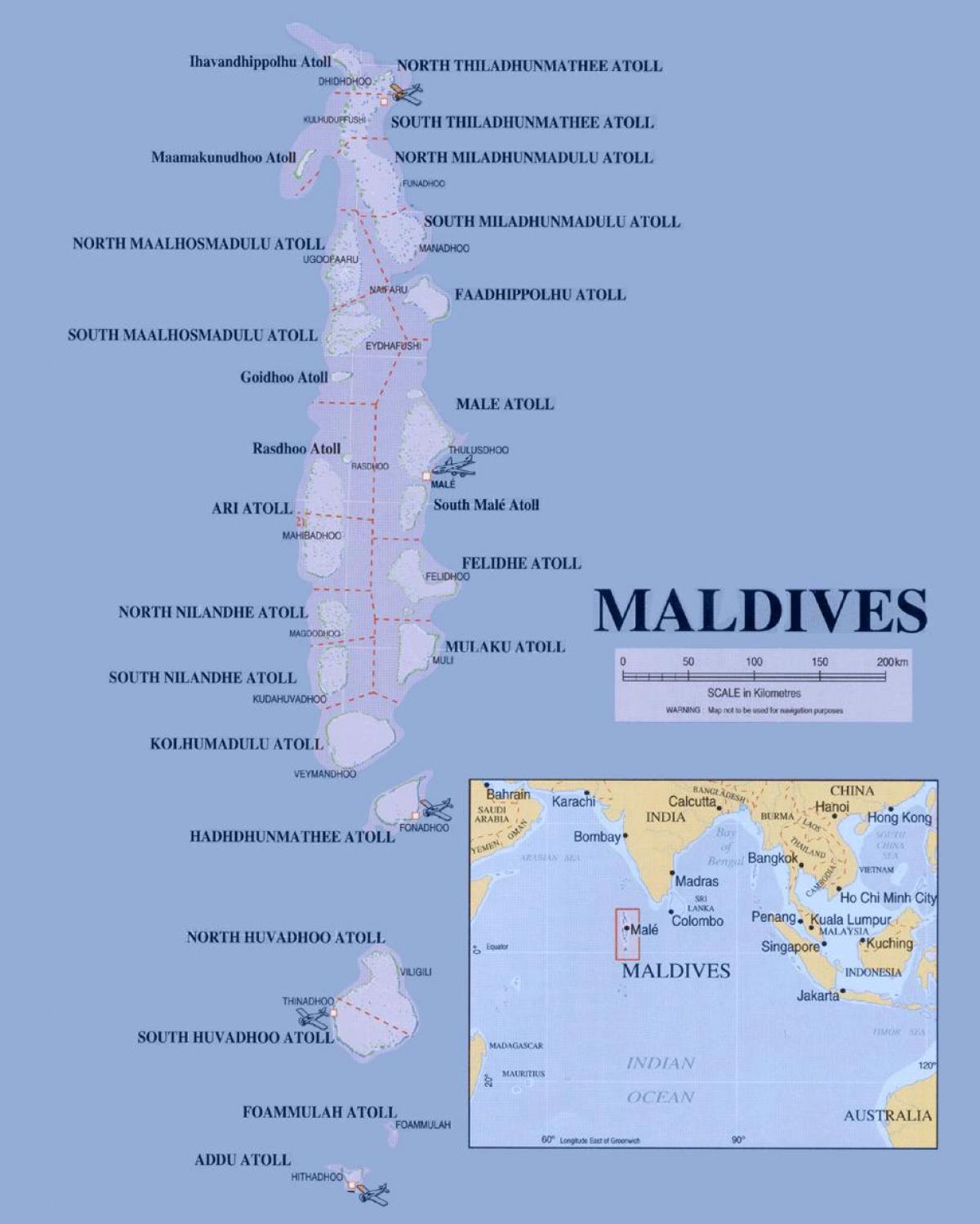 die Karte zeigt die Malediven
